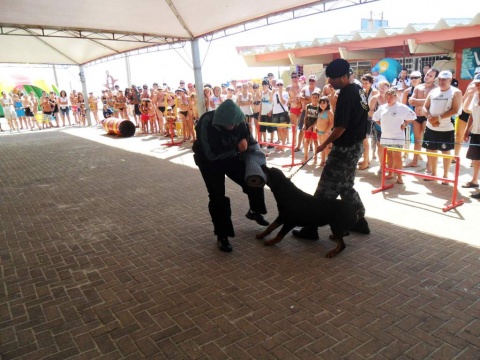 Canil do 8° Batalhão de Osório realiza atividades com cães em Atlântida Sul