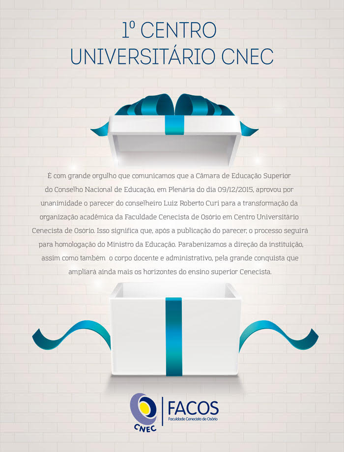 Osório: Centro Universitário CNEC é aprovado no Conselho Nacional de Educação