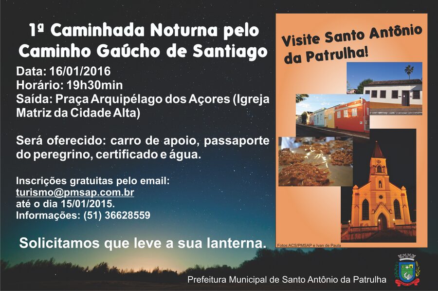Santo Antônio promove primeira Caminhada Noturna de Santiago