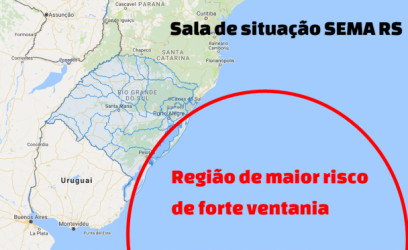 Os ventos constantes poderão atingir grande parte do Litoral Sul e Norte, extremo Sul, leste da Campanha e Região Metropolitana