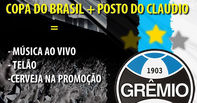 Postos do Cláudio terão telão para o jogo do Grêmio e promoção em cerveja