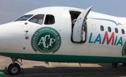 Avião da empresa boliviana Lamia, fretado pela Chapecoense para transportar sua equipeDivulgação/ Cleberson Silva/ Chapecoense