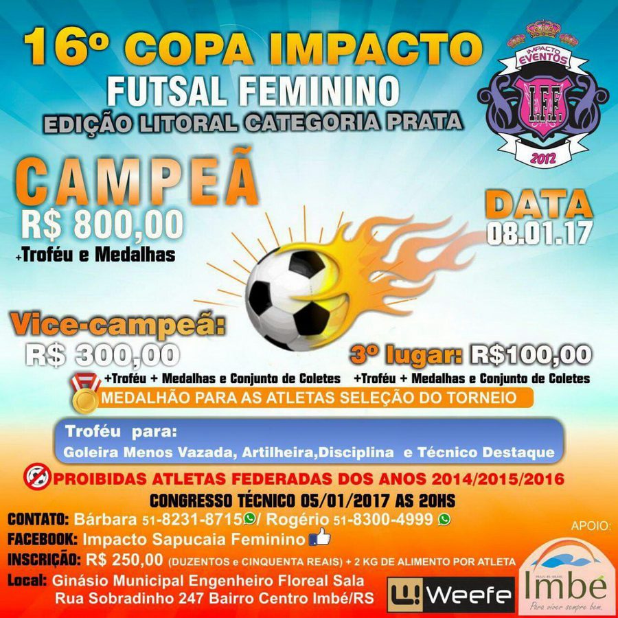 Imbé sedia 16ª Copa Impacto de Futsal Feminino