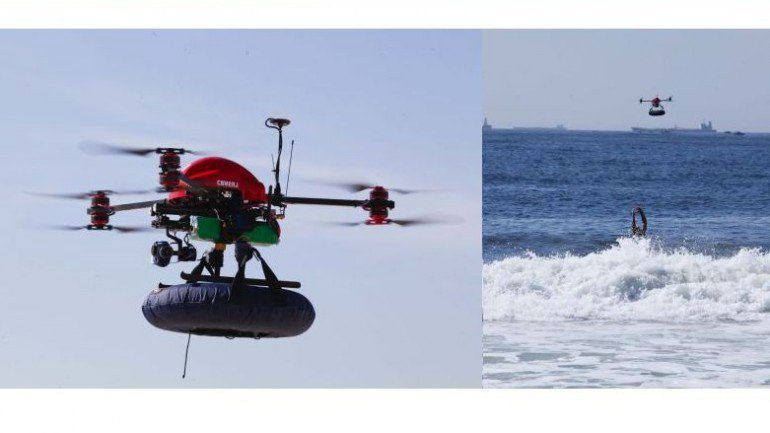 Guarda-vidas testam drone com boia inflável para salvamentos no litoral