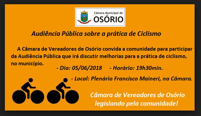Legislativo discutirá melhorias para a prática de ciclismo em Osório