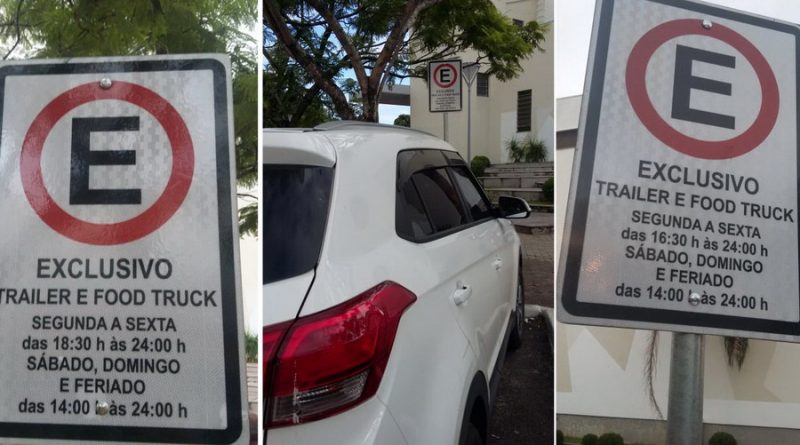 Carros estacionados em horário proibido atrapalham funcionamento de food trucks em Osório