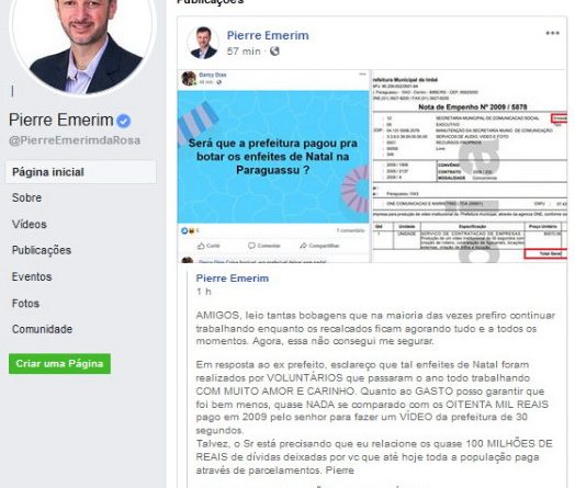 Lavando roupa suja na rede: prefeito de Imbé solta o verbo contra ex-chefe do executivo após postagem