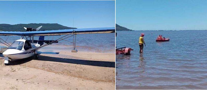 Bombeiros resgatam piloto que teve problemas com aeronave na Lagoa dos Barros
