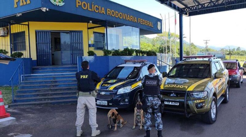 Cães da BM encontram mais de 4kg de drogas em veículo em Osório