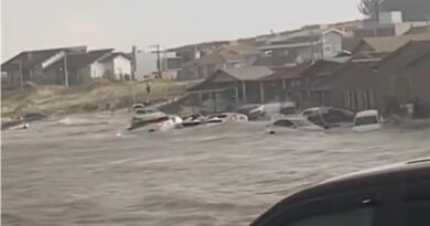 Tsunami meteorológico provoca avanço do mar em direção à praia de SC