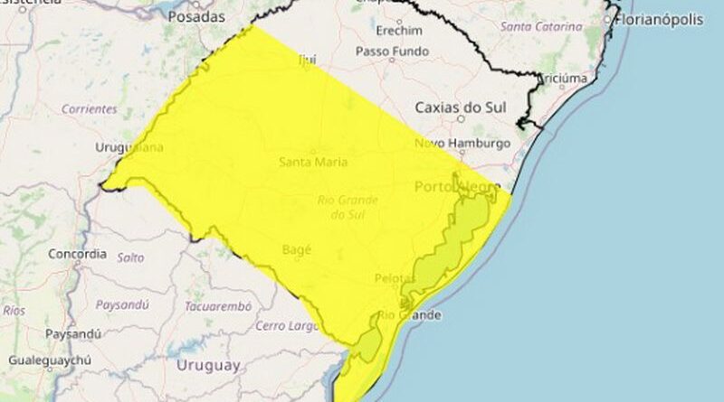 Alerta amarelo para tempestade em diferentes regiões do RS
