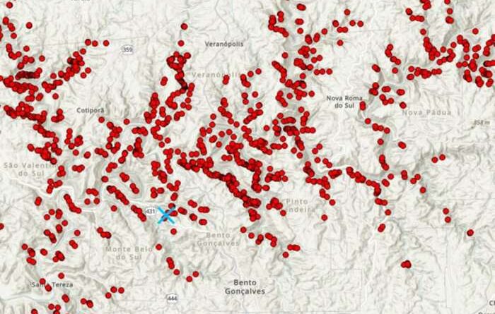 Mapeamento da Nasa mostra local com maior número de deslizamentos de terra no RS