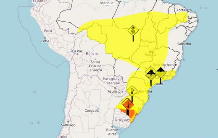 INMET emite quatro alertas para o Rio Grande do Sul