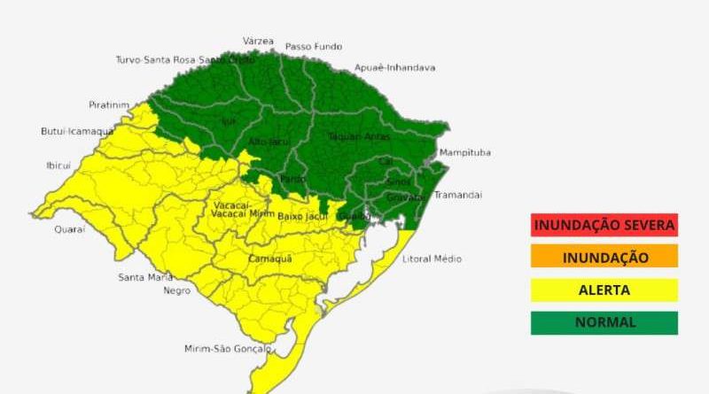 Previsão de riscos hidrológicos no RS: novo alerta emitido