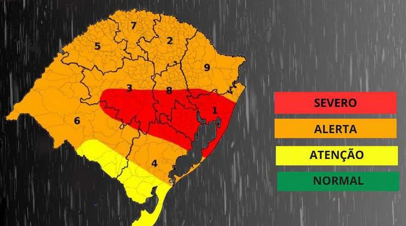 150 mm de chuva e ventos de 90 km/h: Litoral está entre as regiões em riscos do RS