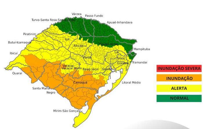 Chuvas fortes colocam bacias hidrográficas do RS em alerta