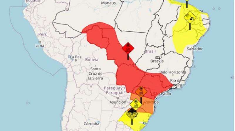 Inmet: RS tem 4 alertas para as próxima horas