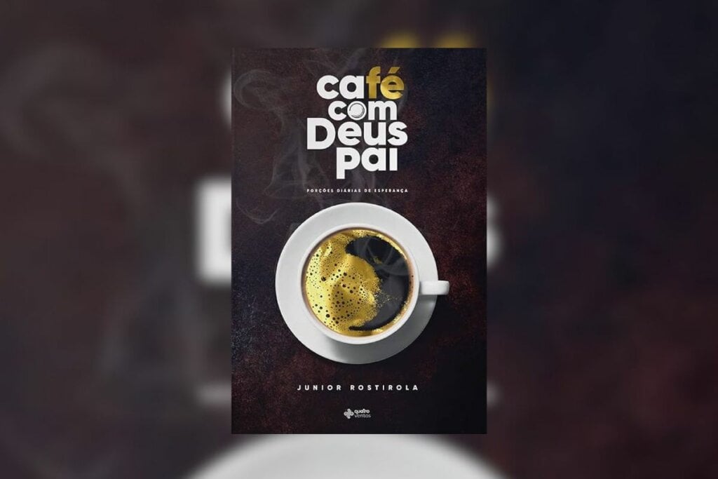 Capa do livro "Café com Deus Pai" com a foto de uma xícara de café 