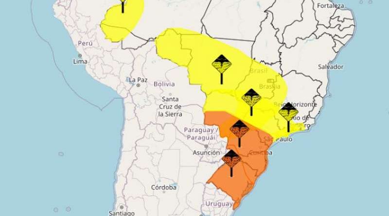 INMET emite alertas de tempestades com grau de severidade “Perigo” no RS