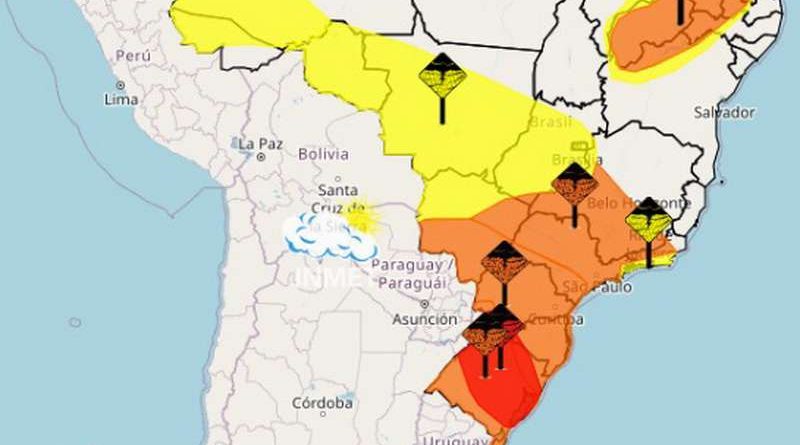 Inmet emite alerta vermelho para o RS