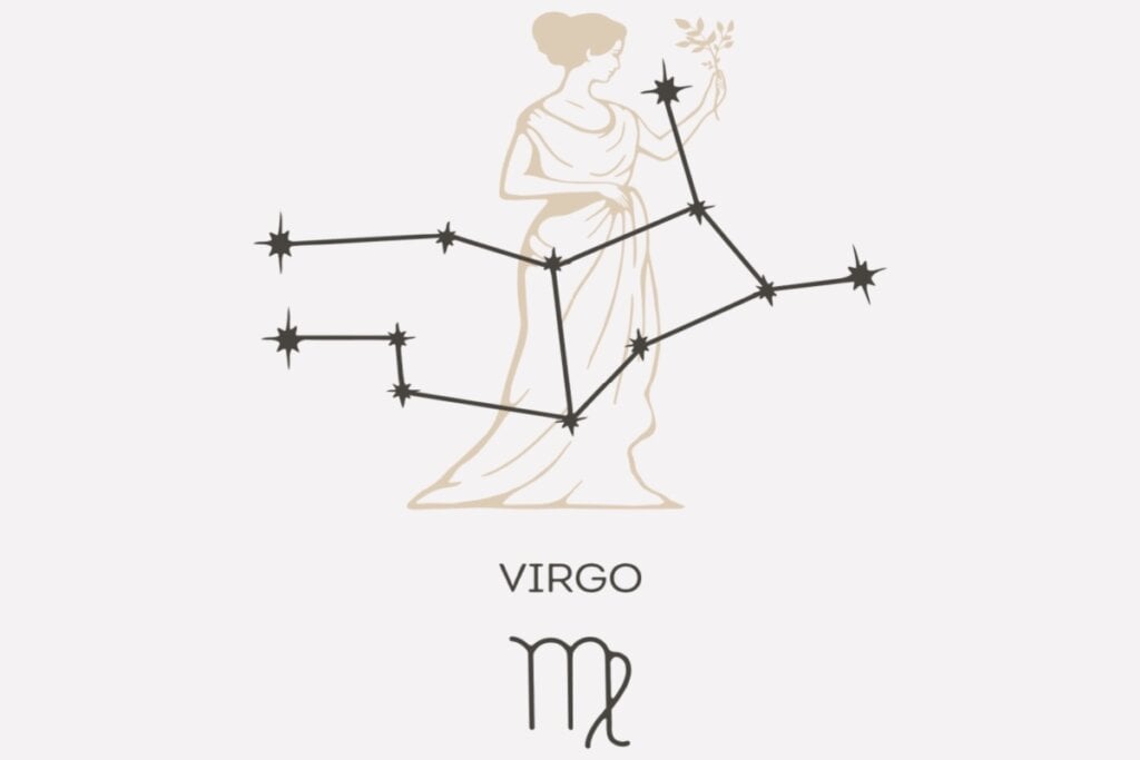 Ilustração e constelação do signo de Virgem