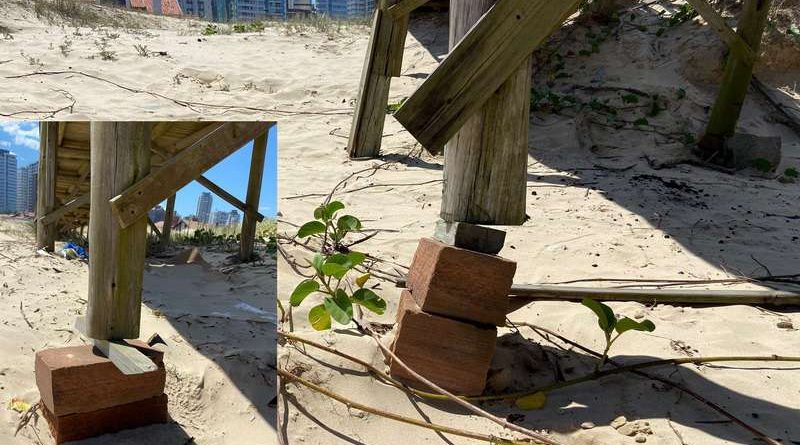 Passarela de acesso à beira-mar é interditada em Torres