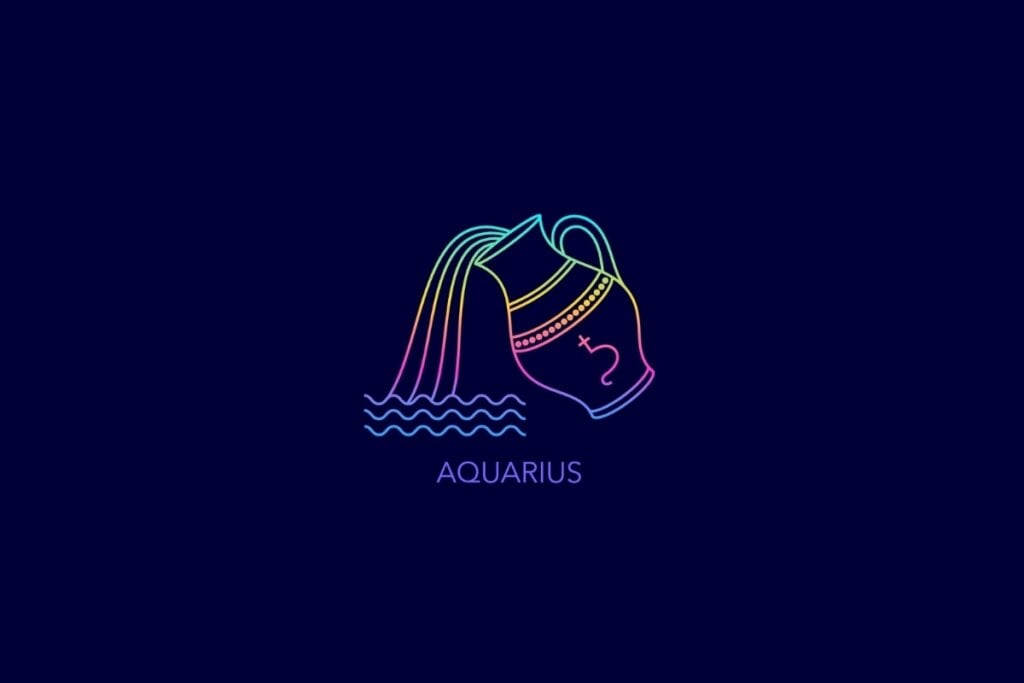 Ilustração do signo de aquário em um fundo azul-escuro