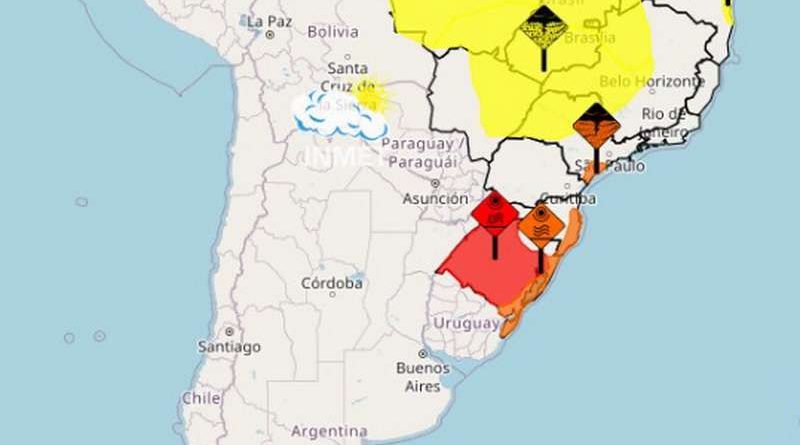 INMET emite alerta vermelho para o RS