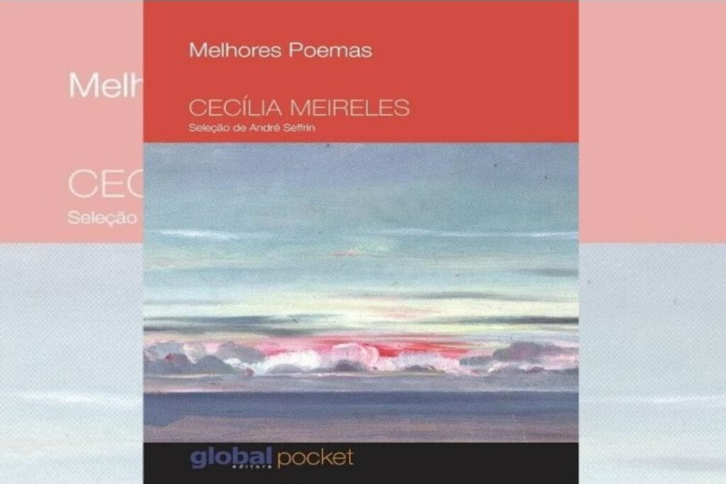 capa do livro "Os melhores poemas" com ilustração de mar e céu