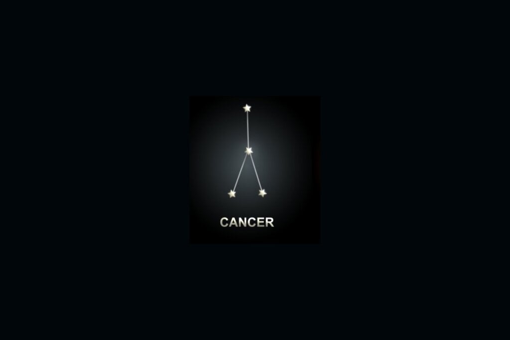 Horóscopo de 17 a 23 de março de 2025 64 ilustração da constelação do signo de câncer com estrelas em fundo preto