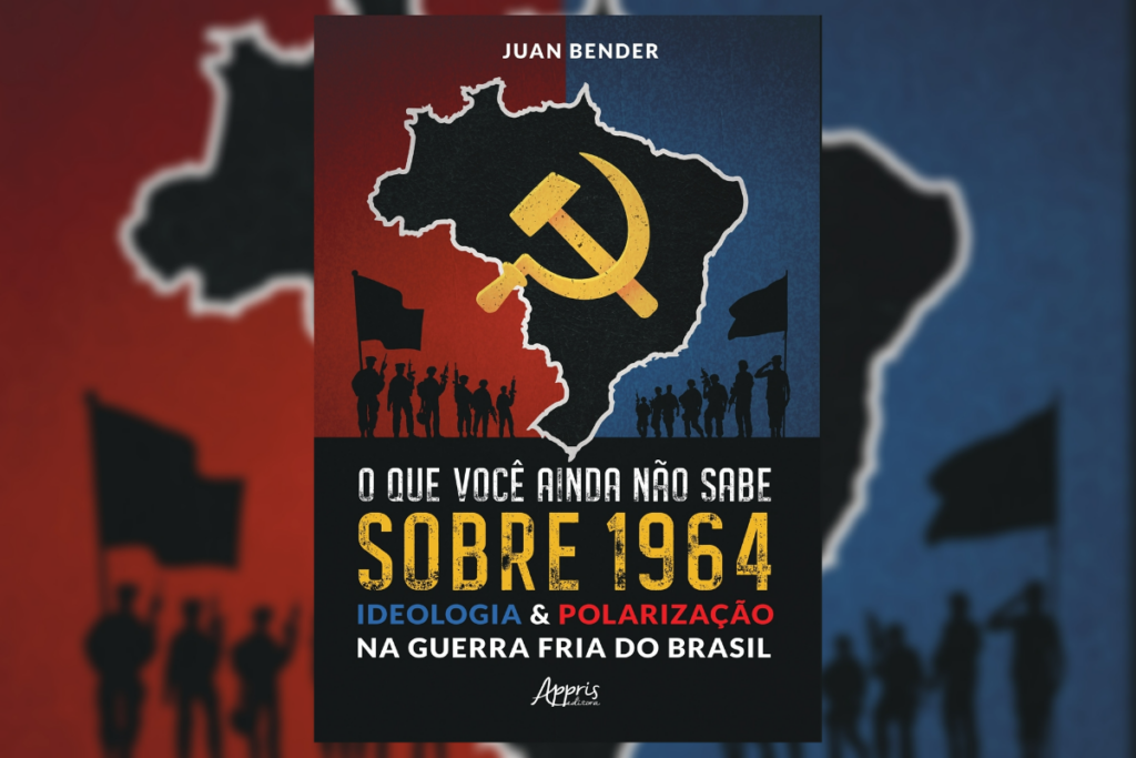 Capa de livro em preto, azul e vermelho com o título do livro e nome do autor