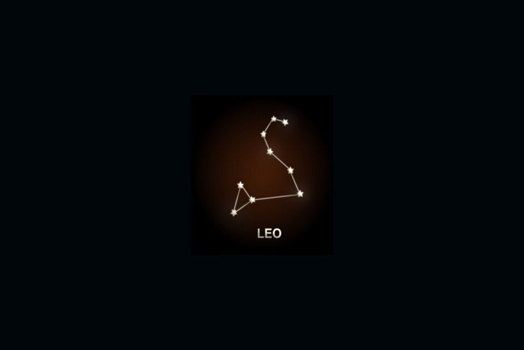 Horóscopo de 17 a 23 de março de 2025 65 ilustração da constelação do signo de leão com estrelas em fundo preto