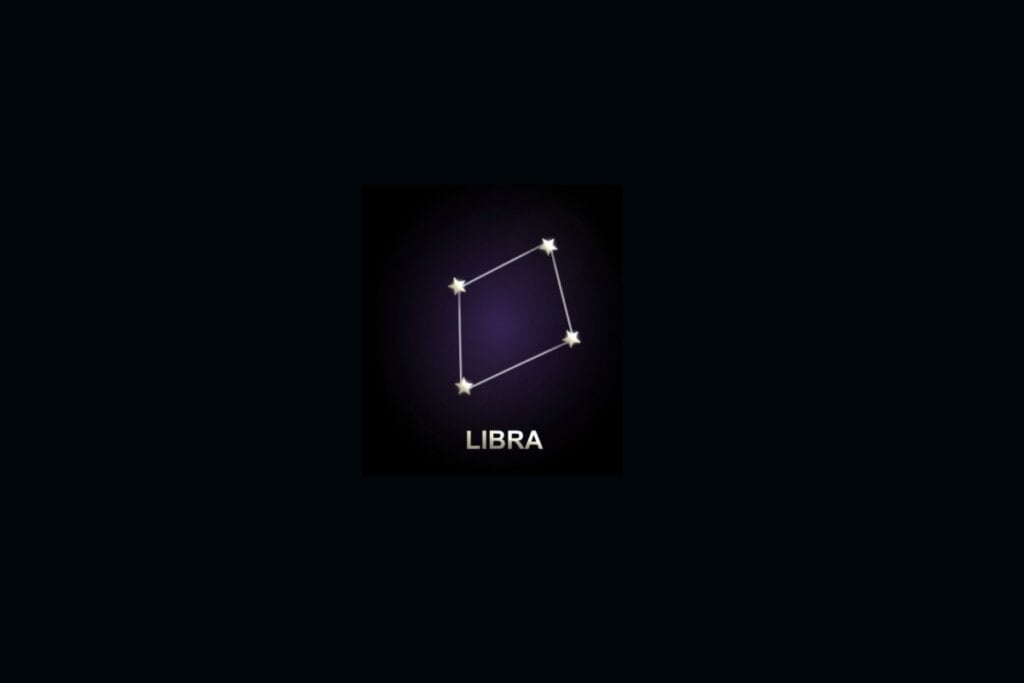 Horóscopo de 17 a 23 de março de 2025 67 ilustração da constelação do signo de libra com estrelas em fundo preto