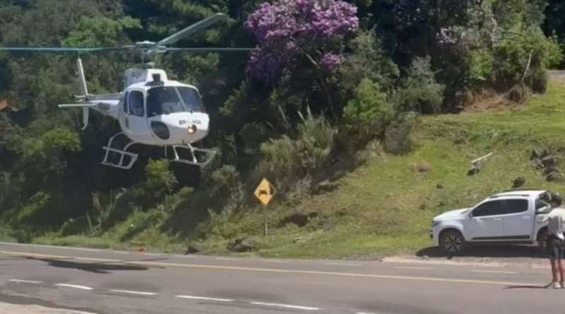 Helicóptero resgata vítima de acidente na Rota do Sol