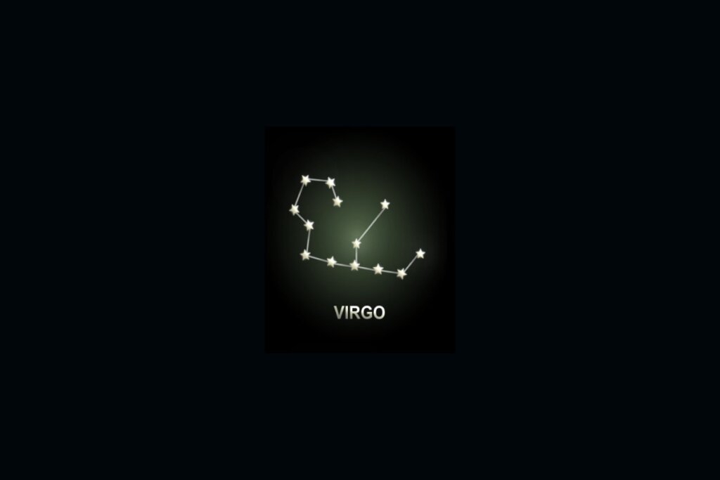 Horóscopo de 17 a 23 de março de 2025 66 ilustração da constelação do signo de virgem com estrelas em fundo preto