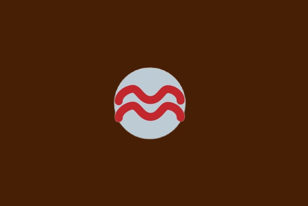 Horóscopo do dia: previsão para os 12 signos em 23/04/2025 65 Ilustração do signo de Aquário, com símbolo vermelho com duas ondas paralelas, sobre fundo cinza e marrom-escuro