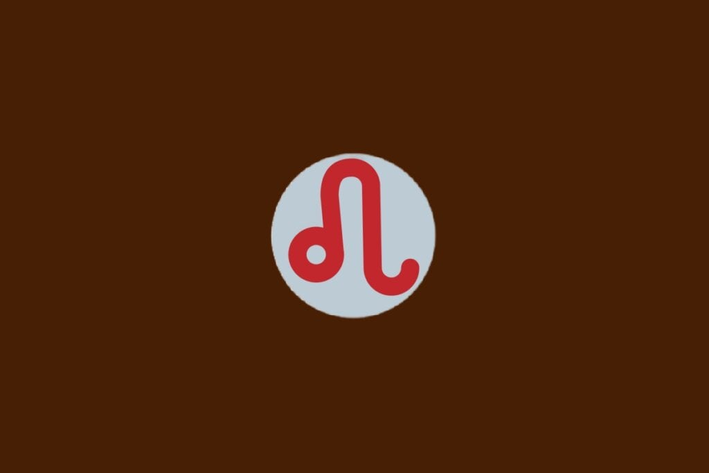Horóscopo do dia: previsão para os 12 signos em 23/04/2025 59 Ilustração do signo de Leão, com símbolo vermelho com curva e círculo lembrando uma cauda, sobre fundo cinza e marrom-escuro