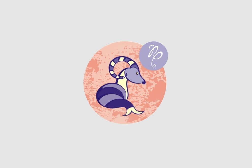 Horóscopo do dia: previsão para os 12 signos em 21/05/2025 64 Ilustração do signo de Capricórnio, com um animal híbrido de corpo roxo e chifres listrados