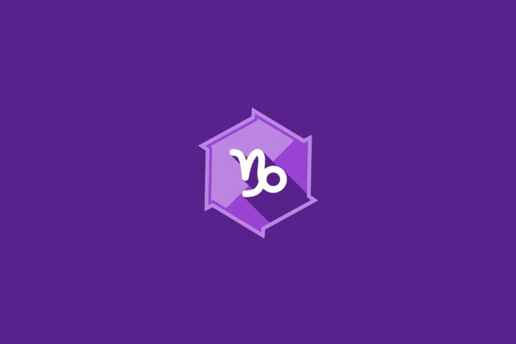 Horóscopo do dia: previsão para os 12 signos em 09/05/2025 64 Ilustração do signo de Capricórnio, em fundo roxo, com símbolo curvo que lembra a junção de uma letra "n" e uma espiral