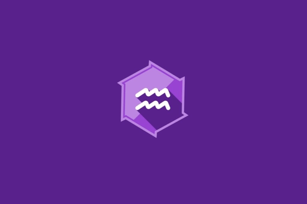Horóscopo do dia: previsão para os 12 signos em 09/05/2025 65 Ilustração do signo de Aquário, em fundo roxo, com símbolo composto por duas linhas onduladas paralelas