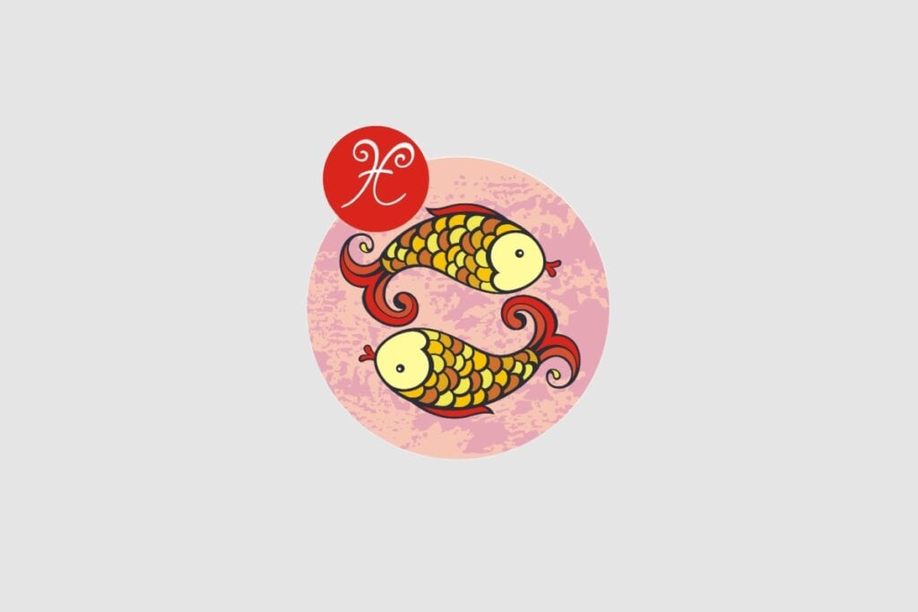 Horóscopo do dia: previsão para os 12 signos em 21/05/2025 66 Imagem ilustrativa do signo de Peixes com dois peixes amarelos de cauda vermelha entrelaçados
