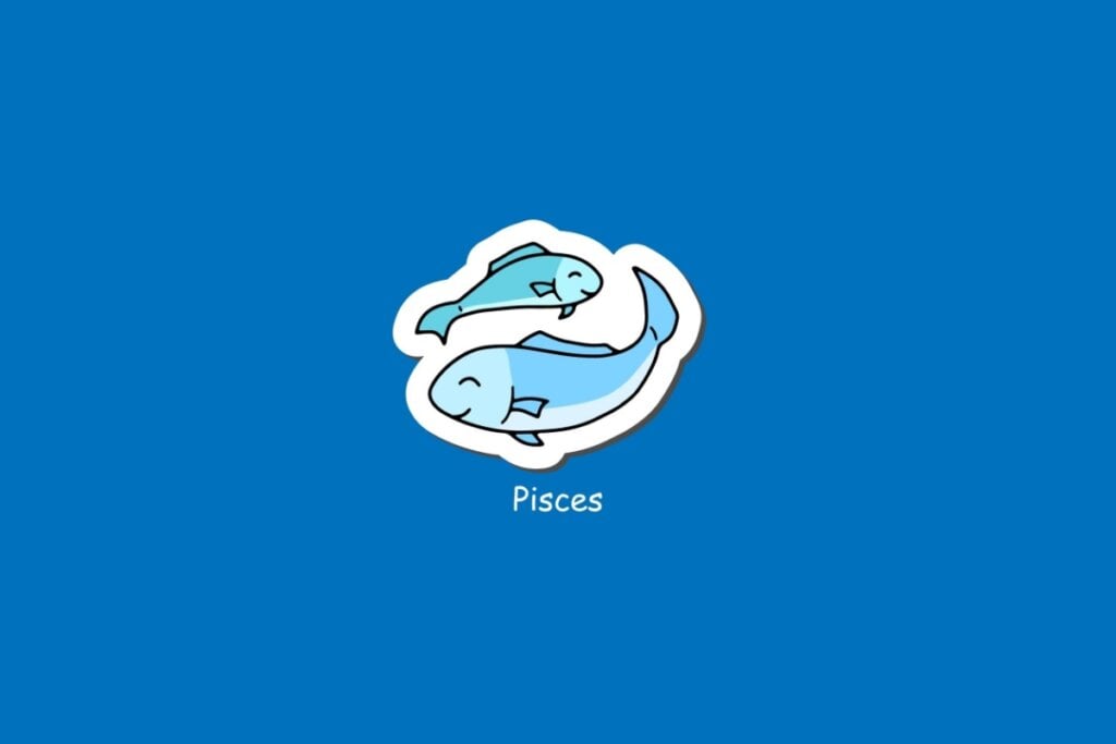 Horóscopo do dia: previsão para os 12 signos em 17/05/2025 66 Ilustração do signo de Peixes, em fundo azul, com dois peixes azuis nadando em sentido oposto em círculo