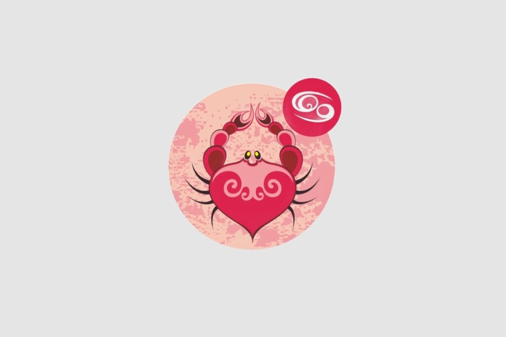 Horóscopo do dia: previsão para os 12 signos em 21/05/2025 58 Ilustração do signo de Câncer, com um caranguejo rosa estilizado sobre um fundo circular em tons rosados