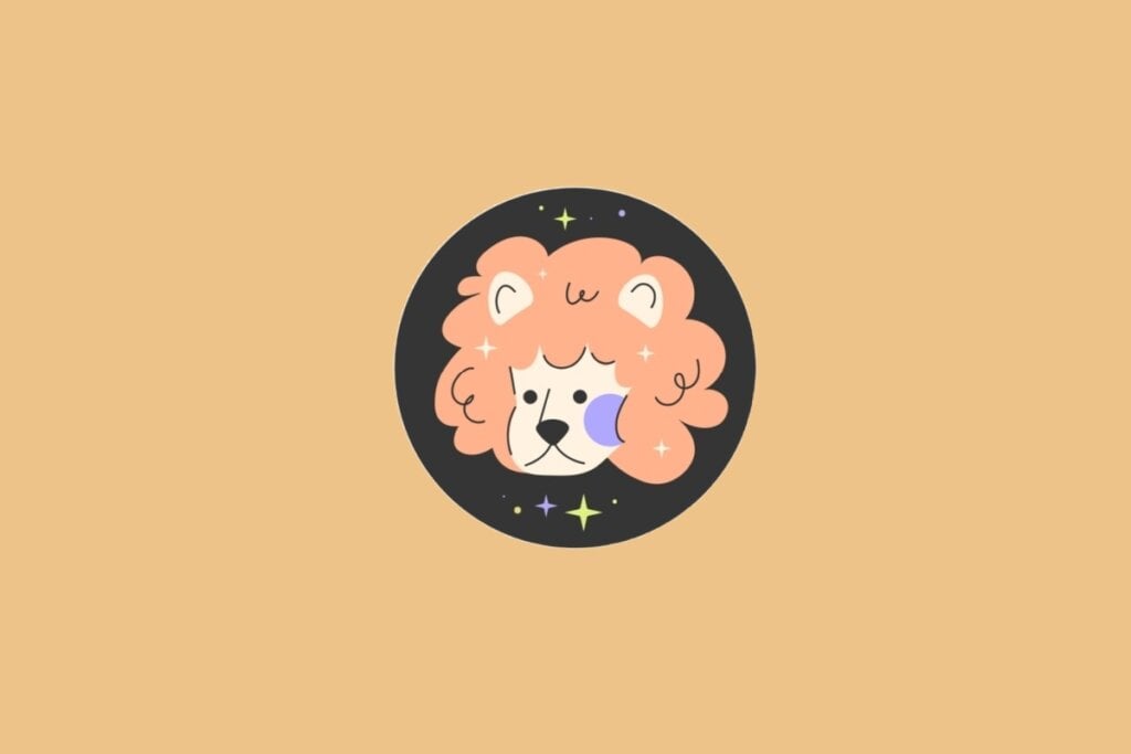 Horóscopo do dia: previsão para os 12 signos em 07/05/2025 59 Ilustração do signo de Leão, em fundo alaranjado, com a cabeça de um leão de juba volumosa e detalhes brilhantes ao redor