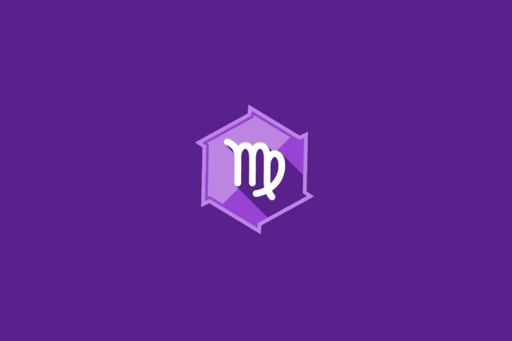 Horóscopo do dia: previsão para os 12 signos em 09/05/2025 60 Ilustração do signo de Virgem, em fundo roxo, com símbolo parecido com a letra "m" finalizada por espécie de um laço