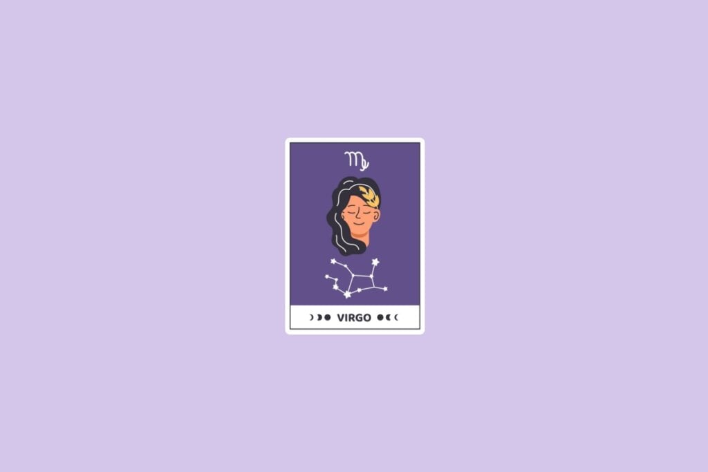 Previsão dos signos de 05 a 11 de maio de 2025 60 Ilustração do signo de Virgem com o perfil de uma mulher estilizada, adornada por flores no cabelo, em um fundo roxo, complementado pela constelação de Virgem