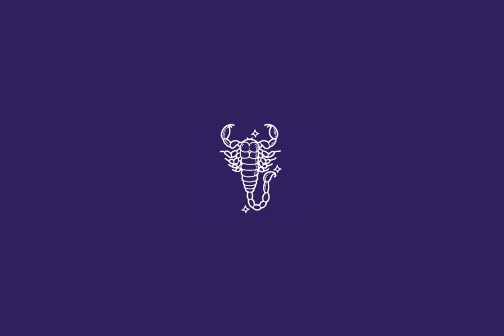 Horóscopo do dia: previsão para os 12 signos em 03/05/2025 62 Ilustração do signo de Escorpião em um fundo roxo