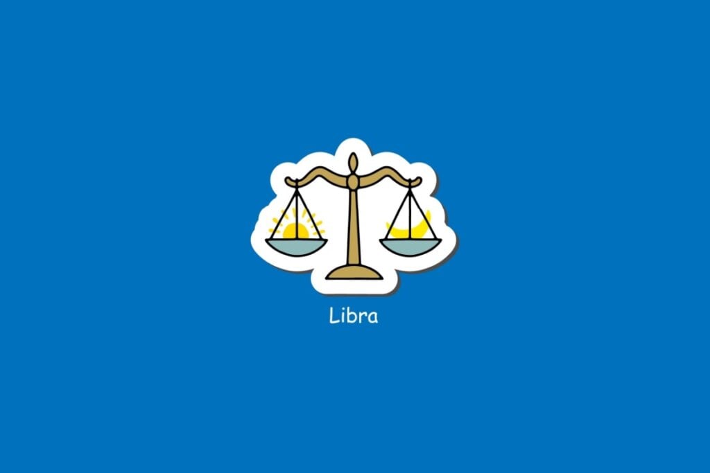 Horóscopo do dia: previsão para os 12 signos em 17/05/2025 61 Ilustração do signo de Libra, em fundo azul, com balança dourada equilibrando dois pratos com sol e lua