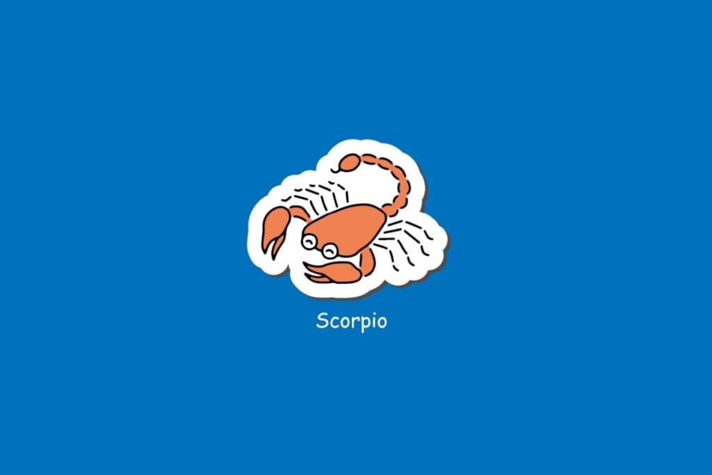 Horóscopo do dia: previsão para os 12 signos em 17/05/2025 62 Ilustração do signo de Escorpião, em fundo azul, com escorpião laranja de pinças e cauda arqueada