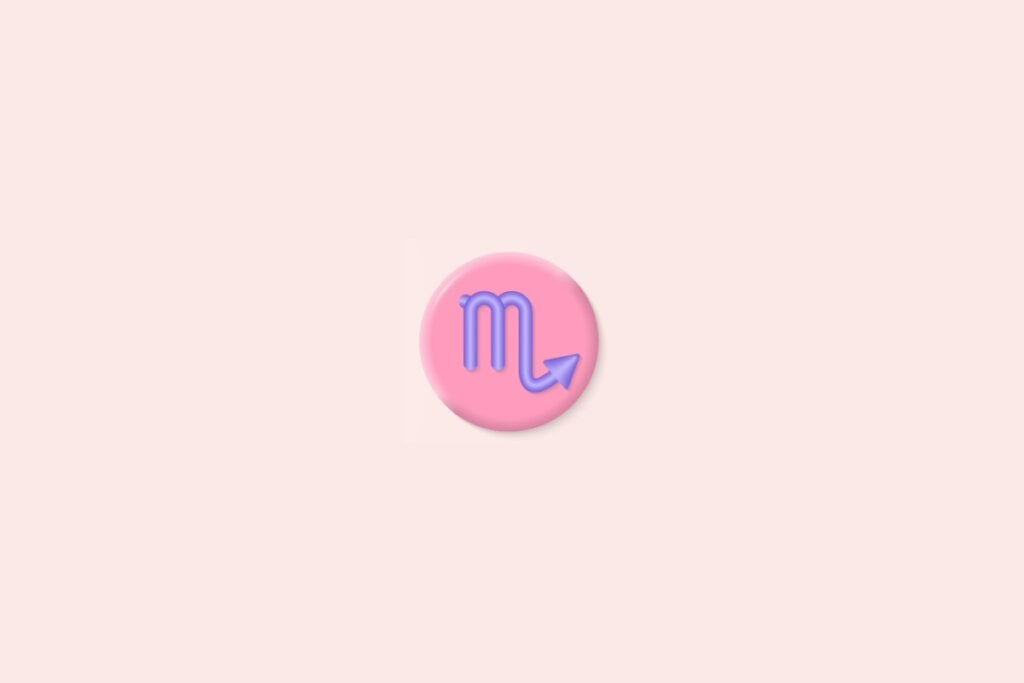 Veja a combinação amorosa de Gêmeos com os 12 signos 62 Ilustração do signo de Escorpião, representado por uma linha que forma um "M" estilizado com uma seta voltada para cima